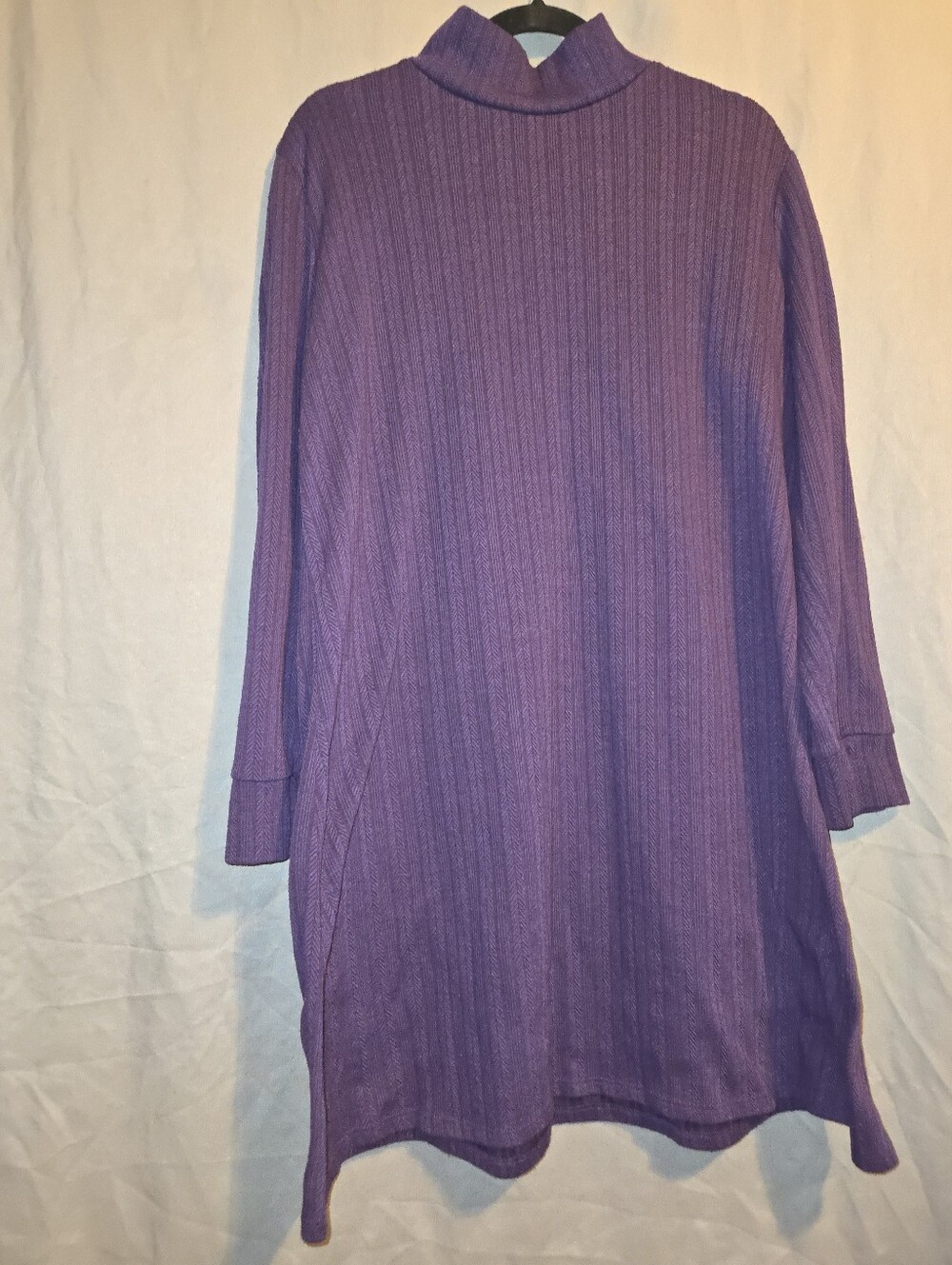 Harper Purple Ribbed Mock-Neck Tunic